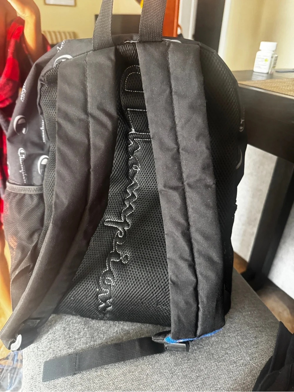 Champion Black Backpack with White Logo Print